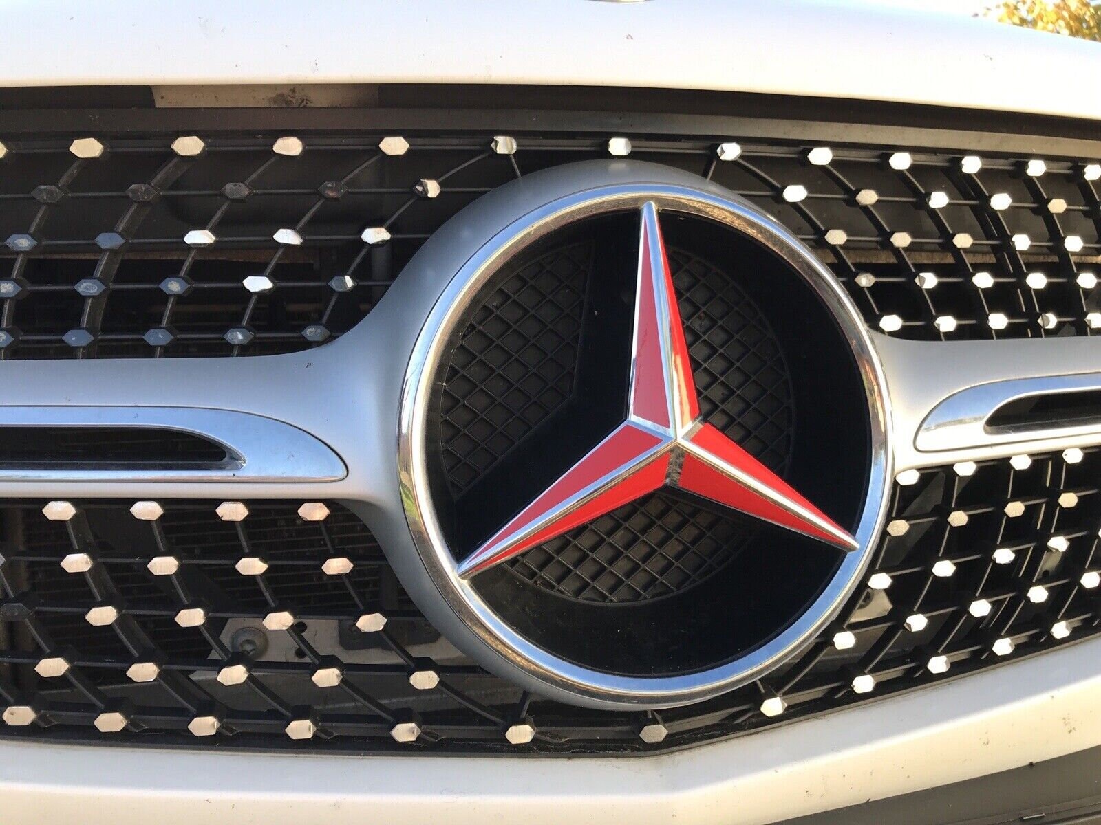 Mercedes Benz GLC GLE GLS Class Gloss Red Front Grille Star Badge Decals