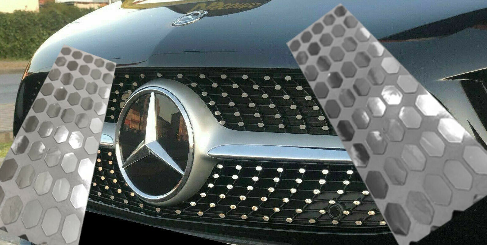 Mercedes-Benz Chrome Front Grill Star Emblem for C-Class, E-Class :  : Car & Motorbike
