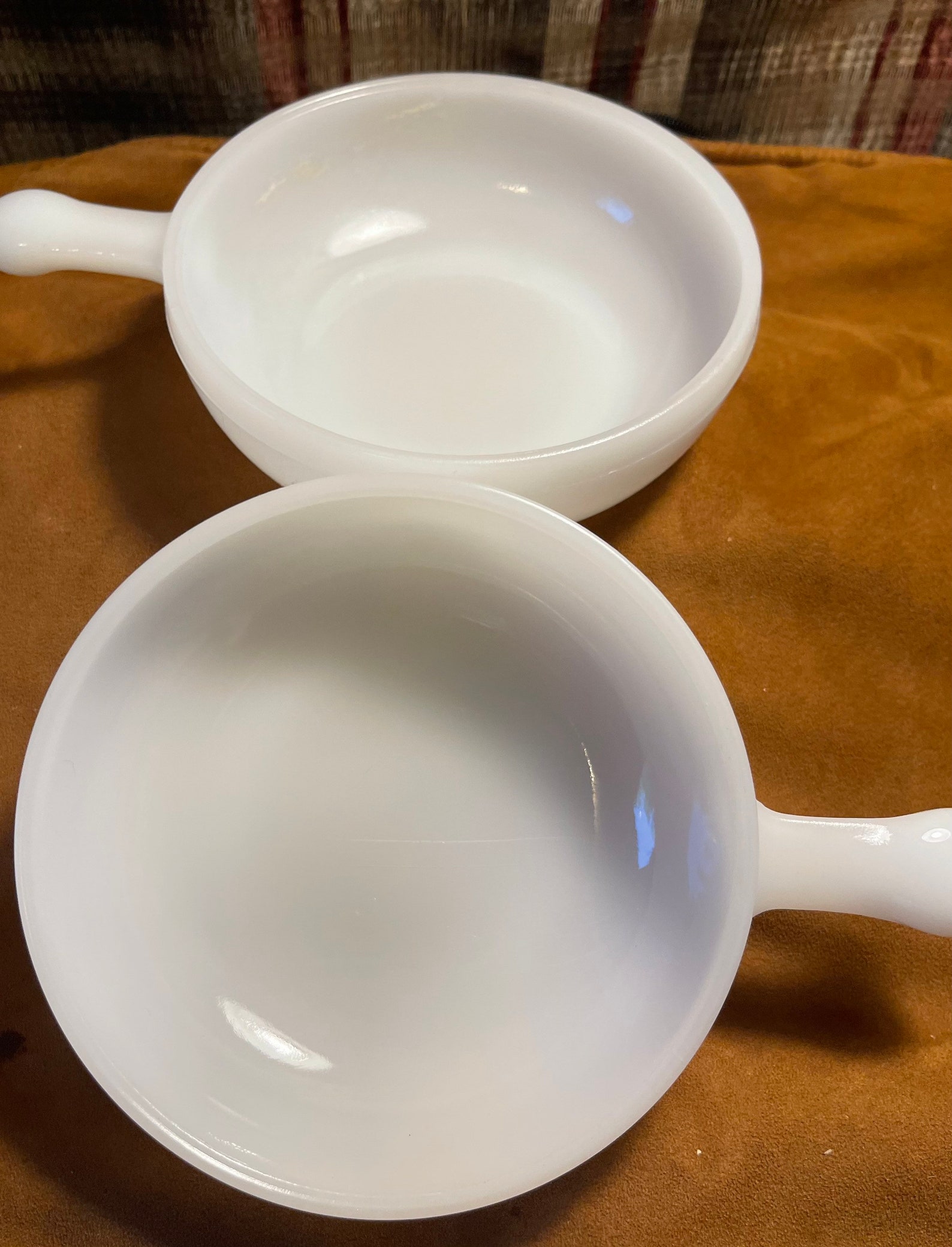 Glasbake Opal Milk Glass Soup Bowl With Handle Set of 2 Etsy