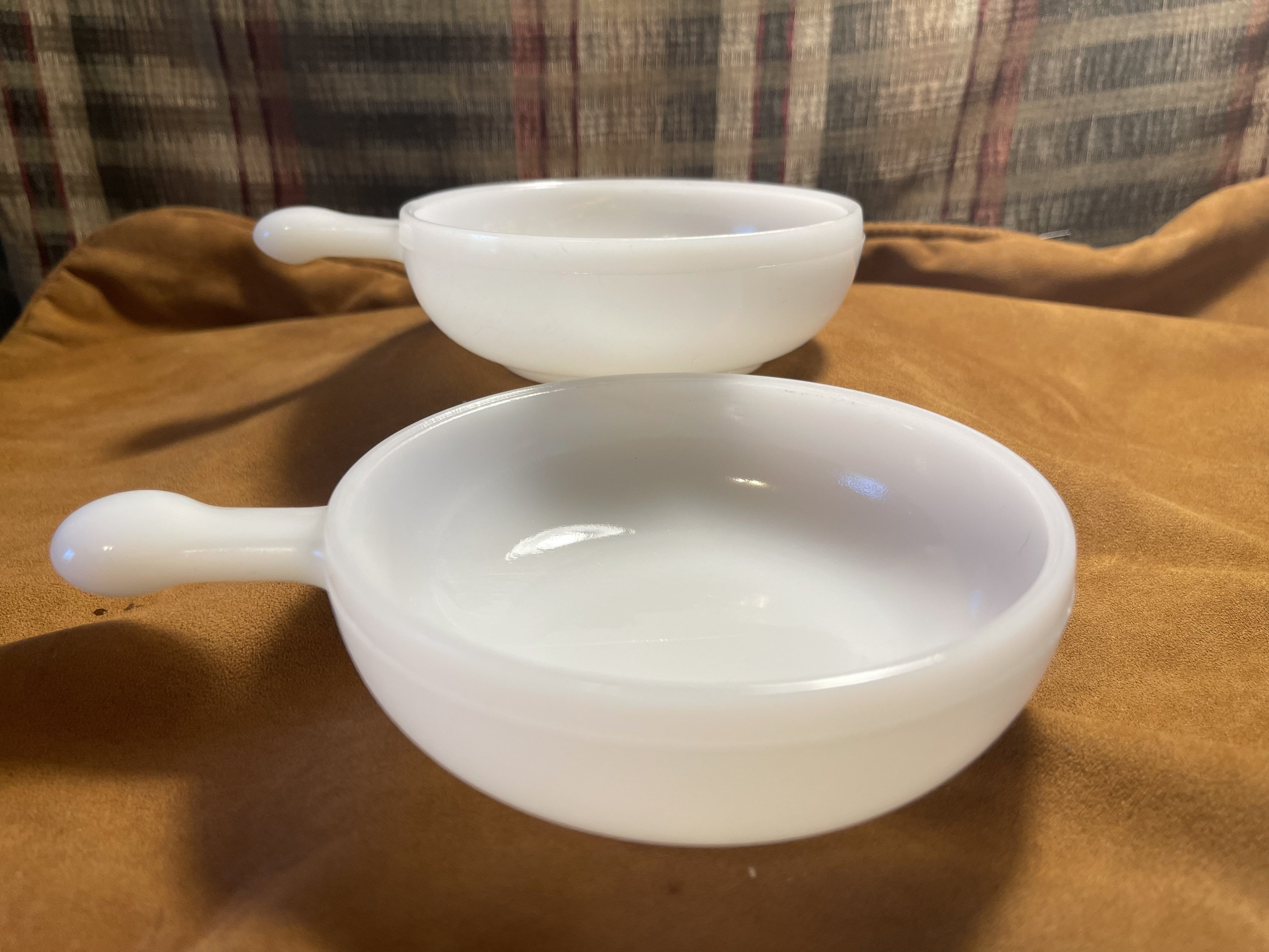 Glasbake Opal Milk Glass Soup Bowl With Handle Set of 2 Etsy