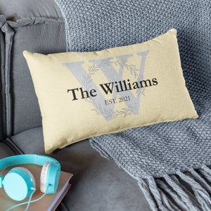 Family Name Farmhouse Pillow Cover - 12x20- Wedding Gift - Anniversary Gift - Linen Pillow Cover - Rustic Pillow - Rustic Decor