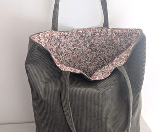 borsa tote in velluto a coste
