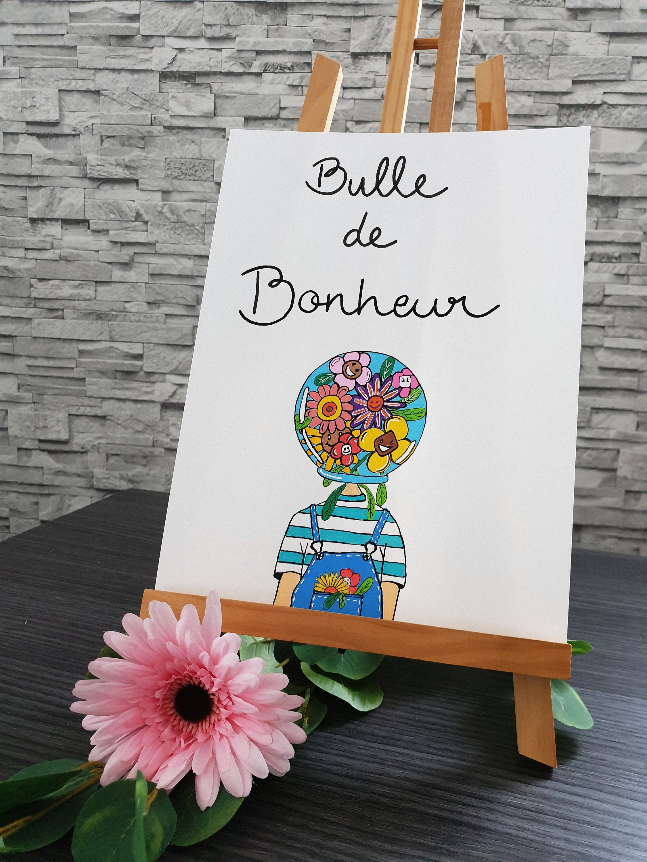 Affiche Illustration Bulle de Bonheur Fait Main