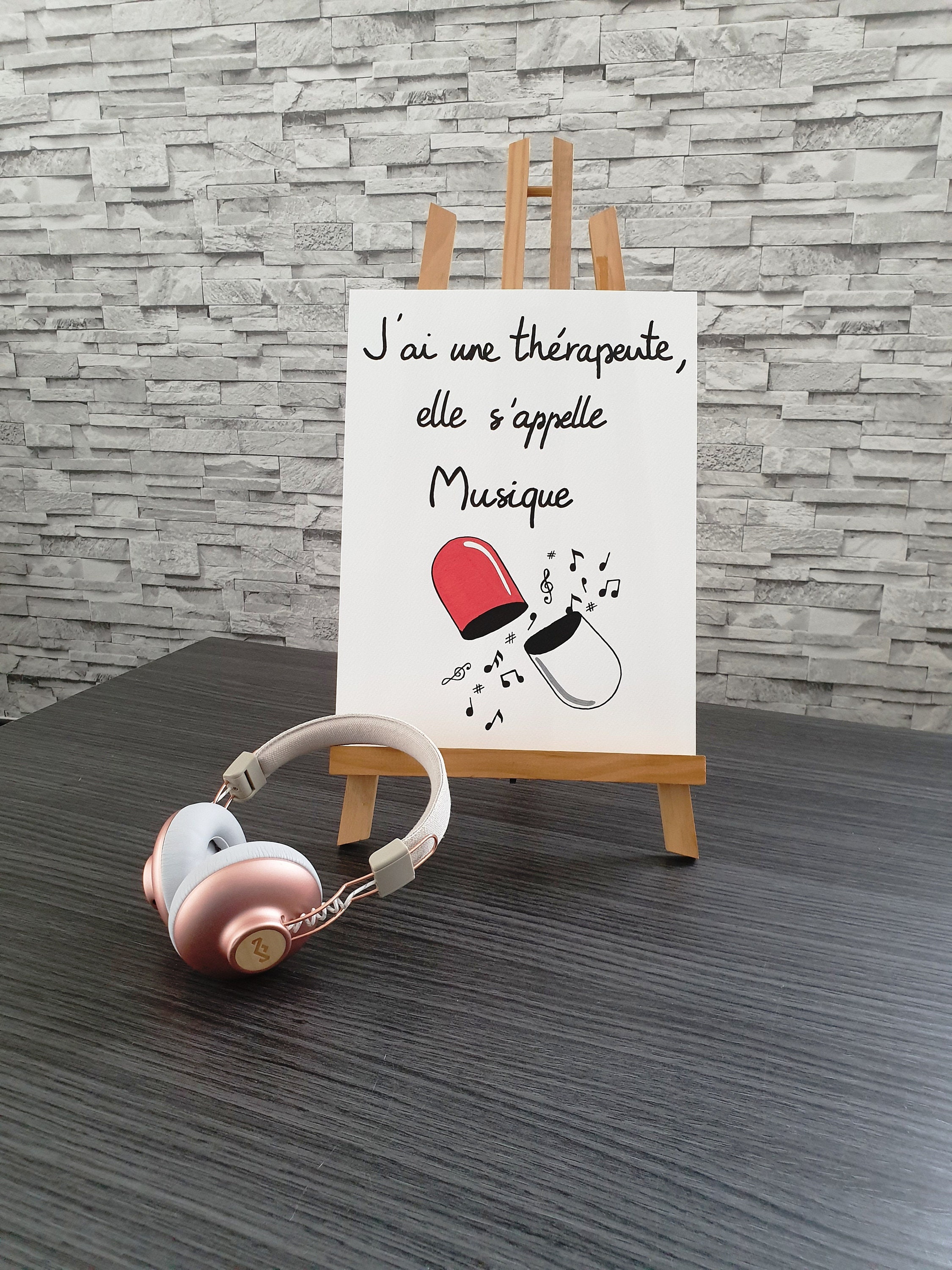 Affiche Citation J'ai Une Thérapeute Elle S'appelle Musique Affiche Illustrée à La Main