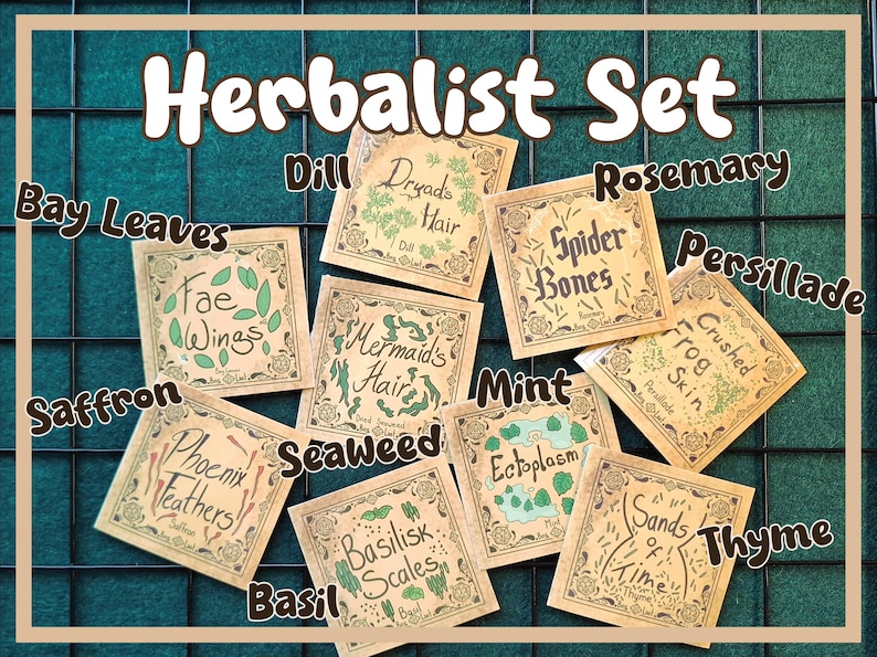 Fantasy Spice Labels | Magic Herb Stickers for Jars | Kitchen ...