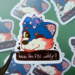 Furry Hacker Aufkleber | WASSERFEST | Hacks Regierungsamt Niedlich Aufkleber | Furry OC Merch