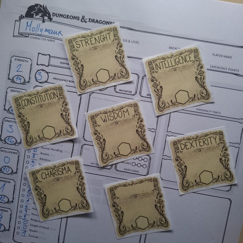 DND Character Sheet Stickers | Modular Dungeons and Dragons Sticker Set ...