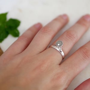 Concrete ring - Mini silver or gold charm and Swarovski Elements crystal