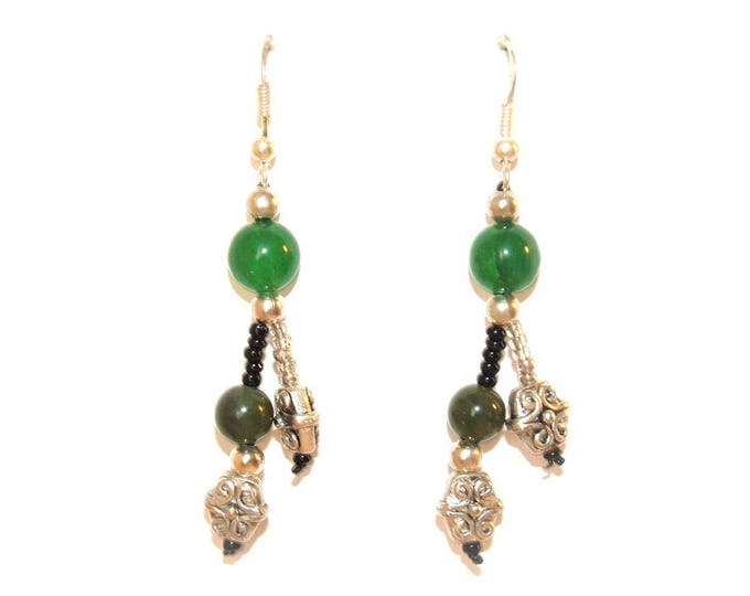 Boucles D'oreille pierre jade,fait main,boucle d'oreille argent 925,artisanale