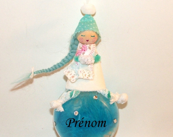 Boule Noël fée lutine personnalisée,boule noël fille personnalisable,fait main artisanal