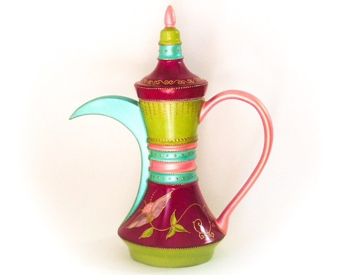 Théière porcelaine céramique originale fait main théière colorée aladin orientale peinte artisanale