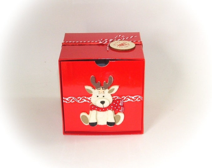 Coffret boite thème Noël emballage cadeau boite sapin veille de Noël fait main artisanale