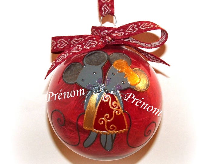 Boule de noël personnalisé cadeau noël personnalisé couple peinte main artisanale