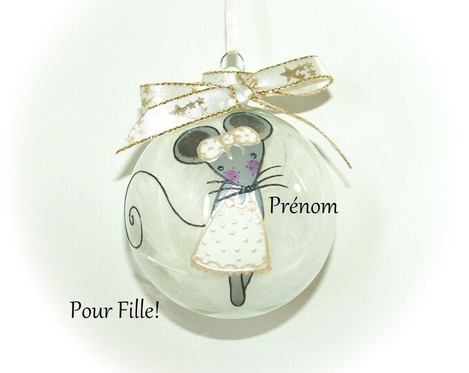 Boule noël personnalisée prénom,boule noël verre fille,cadeau Noël personnalisable enfant