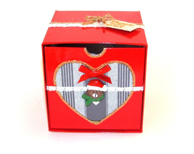 Coffret boite thème Noël,boite veille de noël,décorée main,boite rangement boule noël