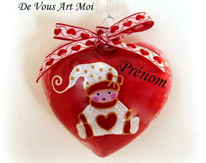 Boule noël personnalisée bébé,fait main,boule noël enfant avec prénom,fait main artisanale