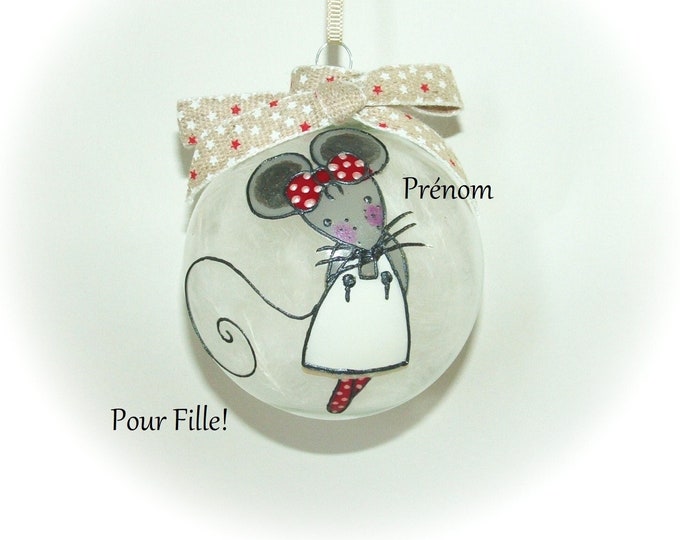 Boule noël personnalisée prénom,boule noël verre fille,cadeau Noël personnalisable enfant