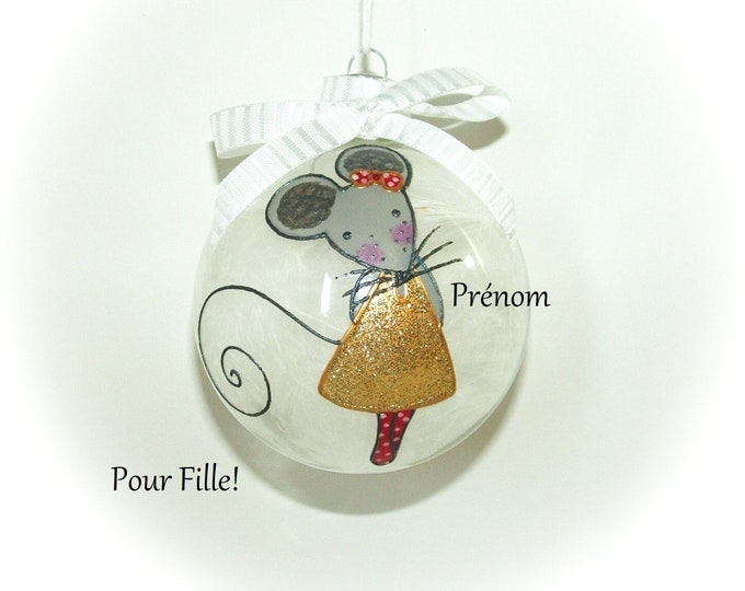 Boule noël personnalisée prénom,boule noël verre fille,cadeau Noël personnalisable enfant