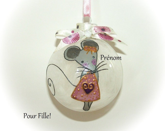 Boule noël personnalisée prénom,boule noël verre fille,cadeau Noël personnalisable enfant