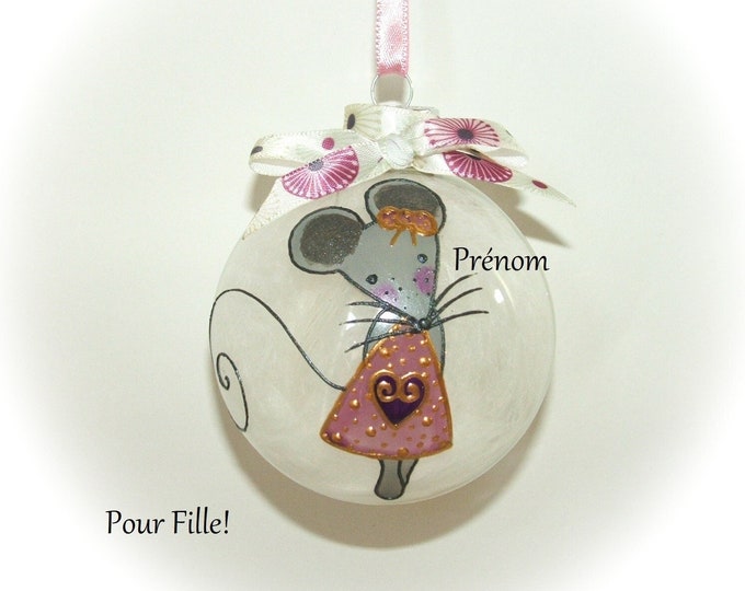 Boule noël personnalisée prénom,boule noël verre fille,cadeau Noël personnalisable enfant