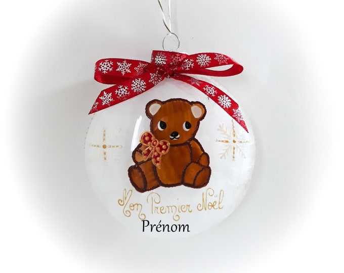 Boule de noël personnalisée Premier Noël prénom personnalisée enfant fait main artisanale