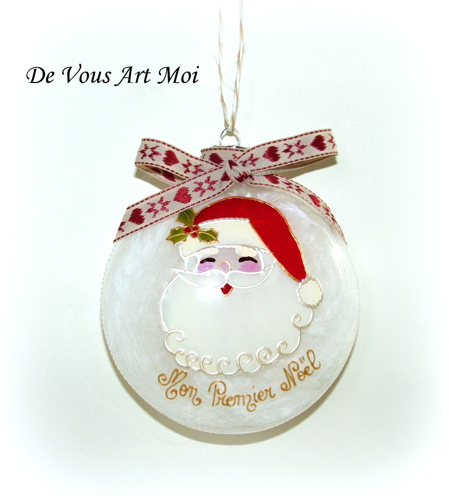 Boule Premier Noel Bebe Boule De Noel Pere Noel Verre Peint Main Artisanale