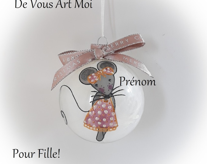Boule de noël personnalisée fille cadeau Noël personnalisable enfant original fait main artisanale
