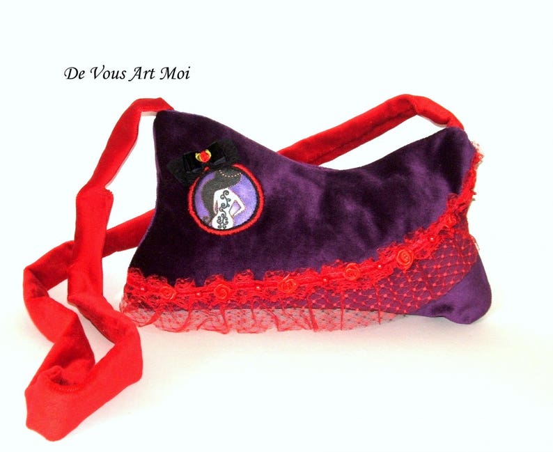 small strap cloth bag Besace velvet woman bag handmade handmade