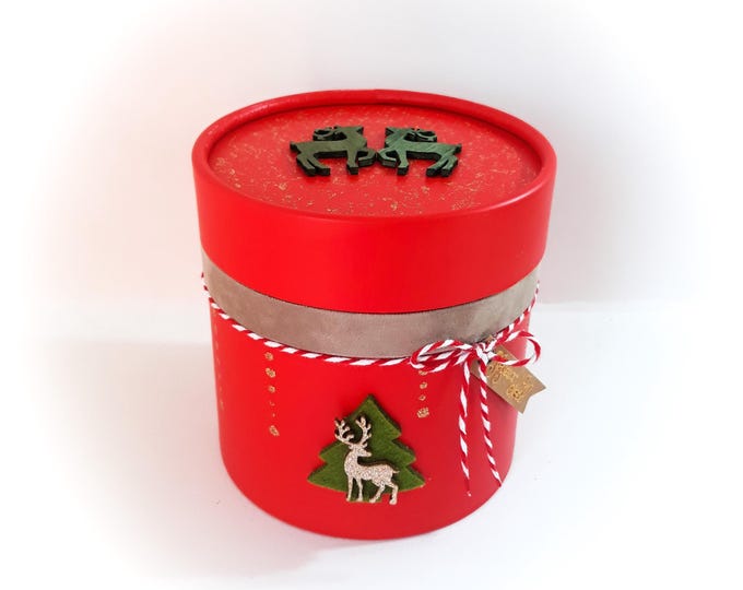 Boite coffret emballage cadeau noël veille de Noël artisanal fait main