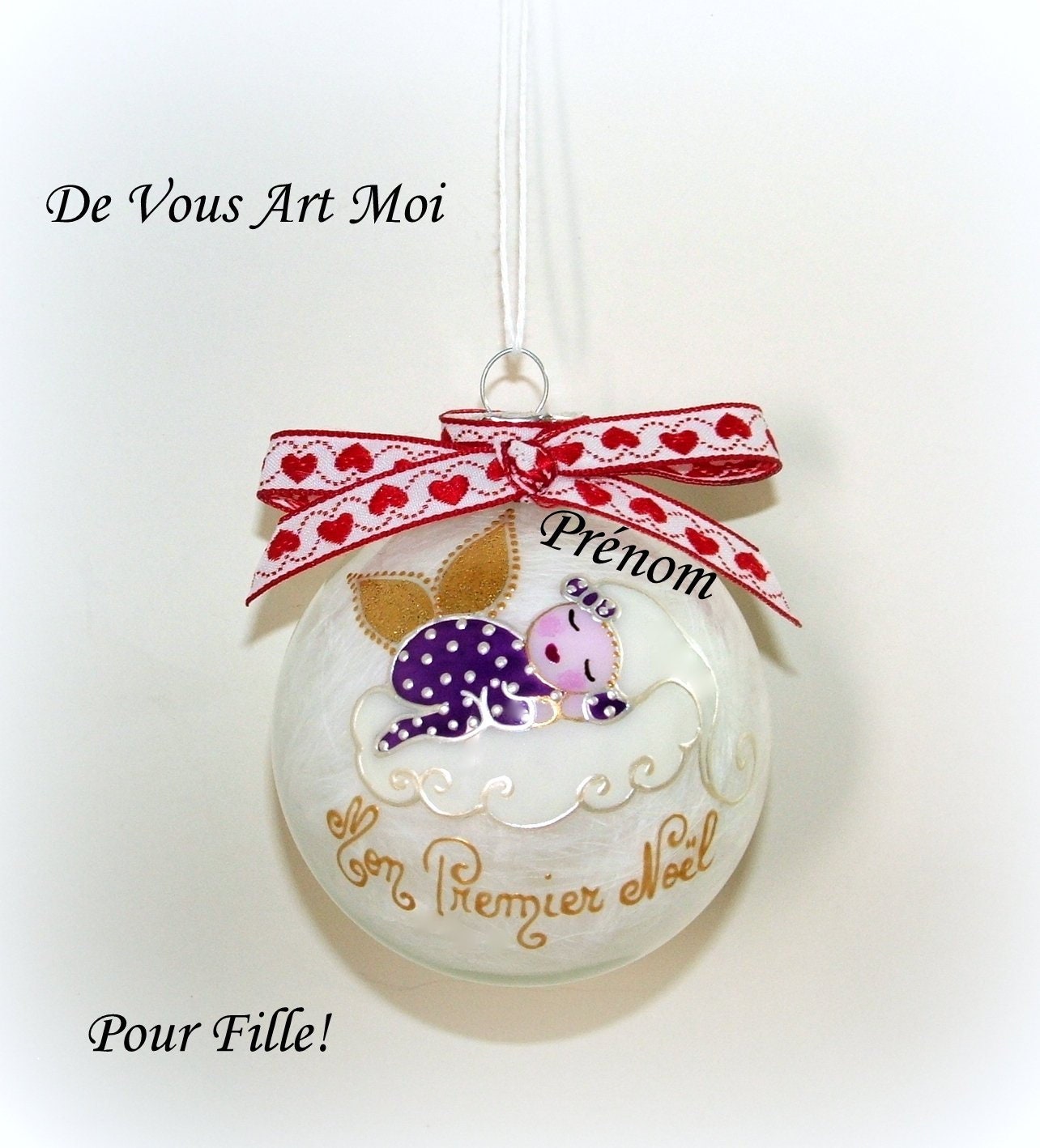 Boule Noel Personnalisee Fee Boule Premier Noel Bebe Decoration Noel Ange Lutin Verre Peint Main