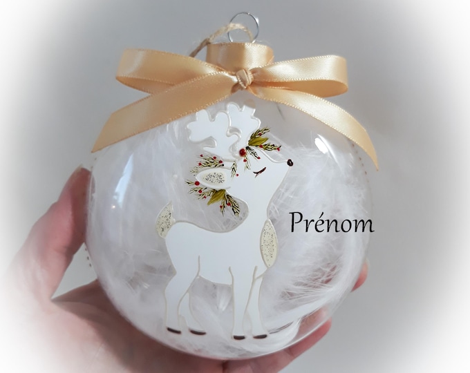 Boule de noël mon premier noël personnalisée boule noël illustration renne fait main artisanale