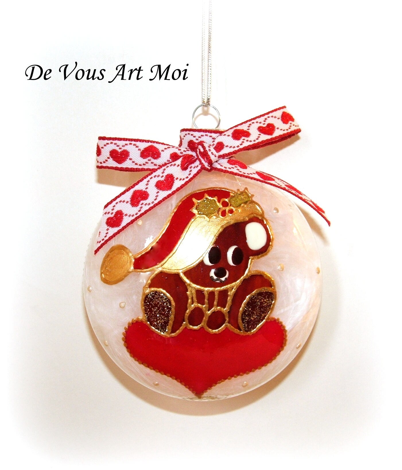 Boule de Noël personnalisée,boule ourson de Noël,fait main,artisanale