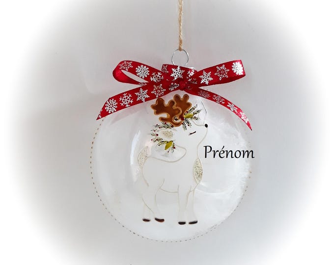 Boule de noël mon premier noël personnalisée boule noël illustration renne fait main artisanale
