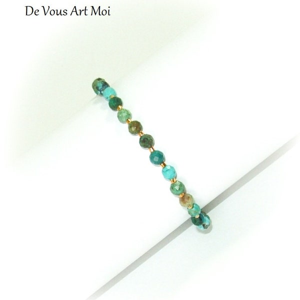 Men's bracelet semi precious stones Turquoise gold plated 24K handmade