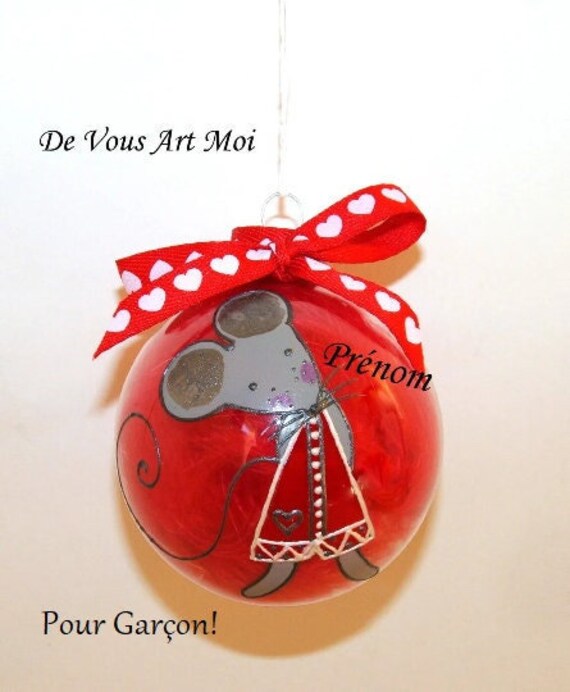 Boule Noël Prénom Personnalisée, Noël Boule Enfant, Ornement Décoration Verre, Peint Main
