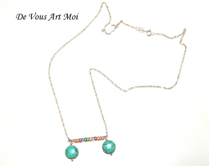 Collier femme argent,bijou turquoise,collier bohème minimaliste,argent massif 925,collier artisanal,fait main