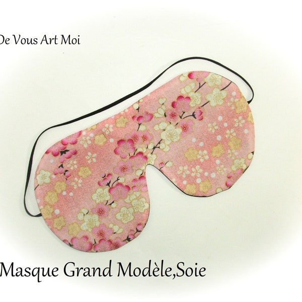 Masque yeux sommeil soie nuit tissus japonais fleur de cerisier artisanal