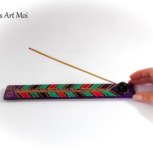 Original colorful ceramic incense holder, handmade incense stick burner, artisanal