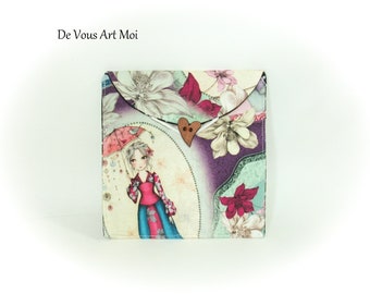 Small fabric pouch original handmade artisanal women's pencil case