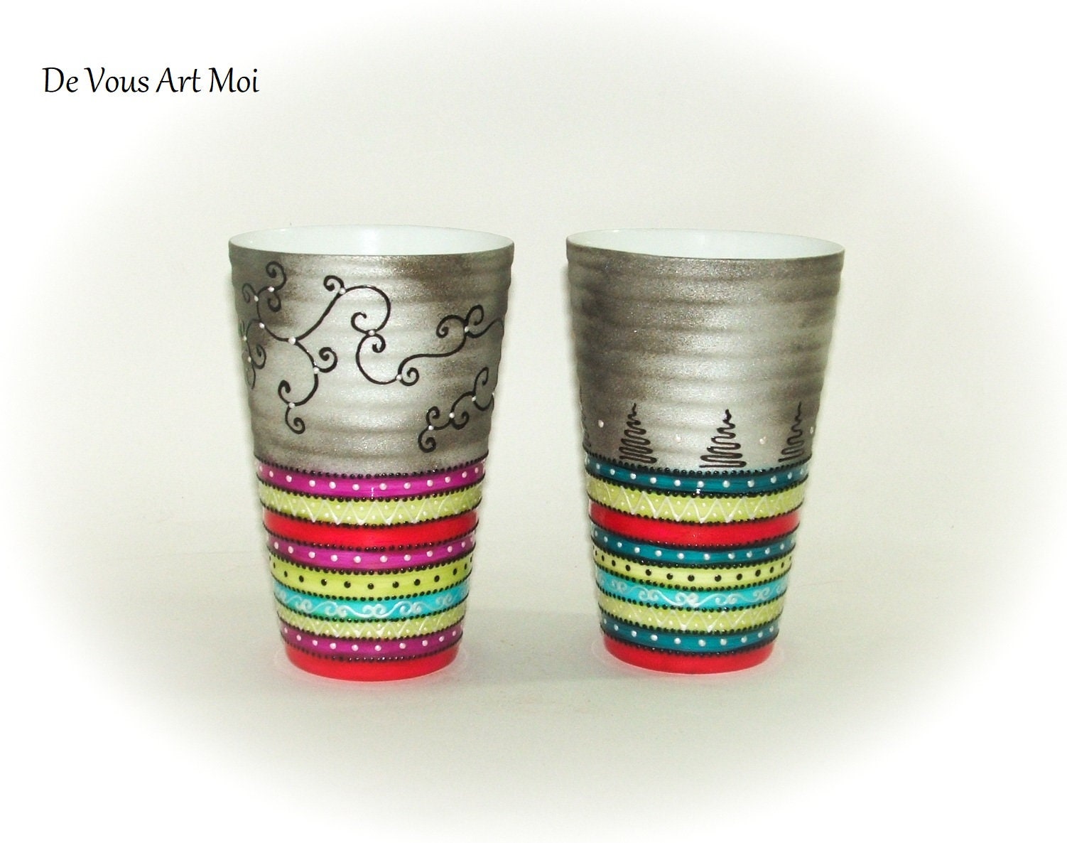 Mug Tasse Porcelaine Duo, Mug Coloré Original Céramique, Peint Main Artisanal