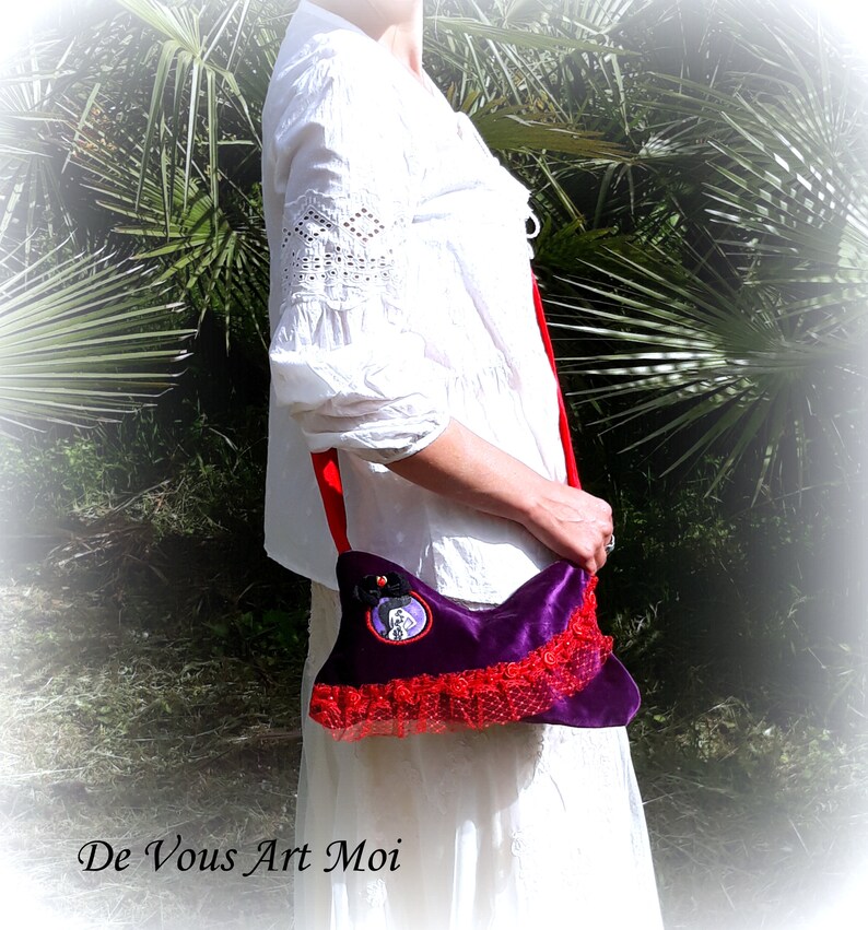 small strap cloth bag Besace velvet woman bag handmade handmade