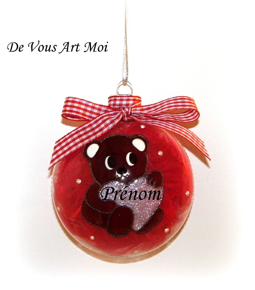 Personalized christmas ball christmas teddy bear red handpainted name Personalized christmas ball christmas teddy bear red handpainted name