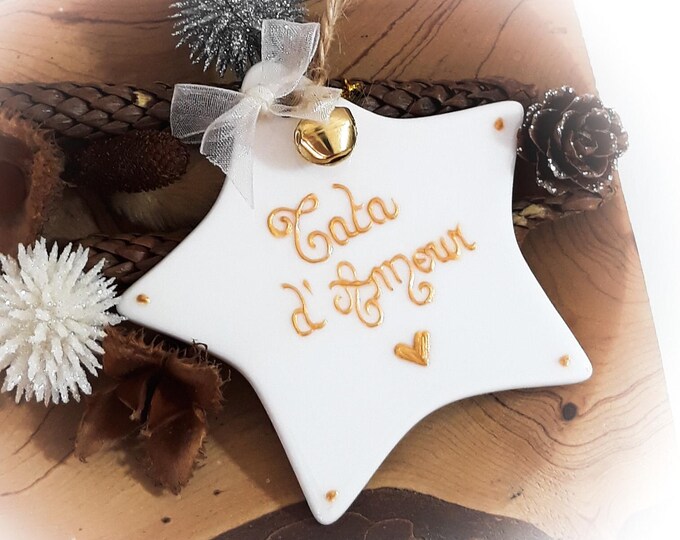 Étoile céramique porcelaine ornement personnalisée noël fait main artisanal