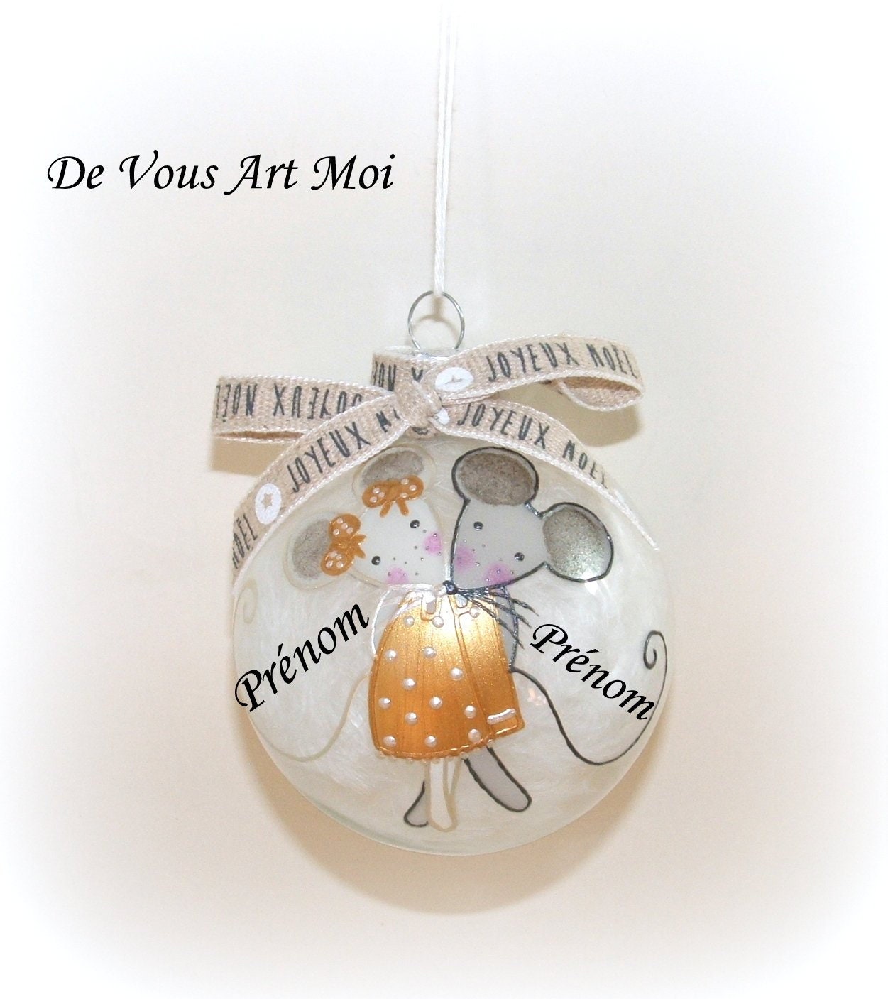 Boule Décoration Noël Personnaliséefait Mainprénoms Pour