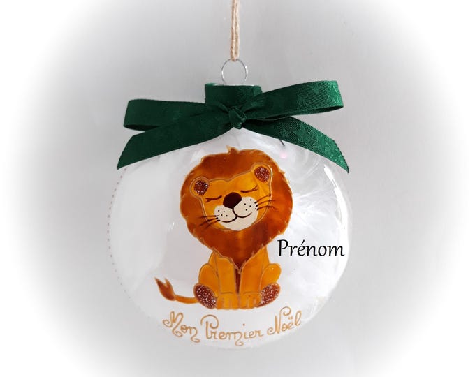 Boule de noël naissance premier noël lion peint main personnalisée dessin illustration artisanale