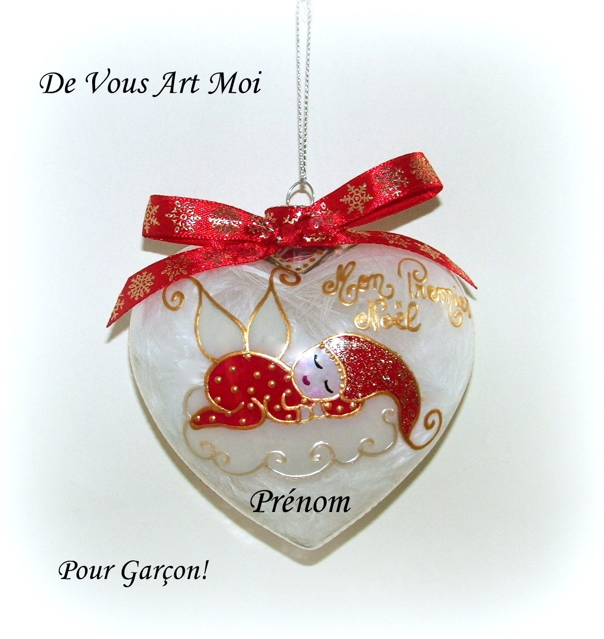 Boule Premier Noël Bébéboule Ange Lutin De Noëlpeinte Main
