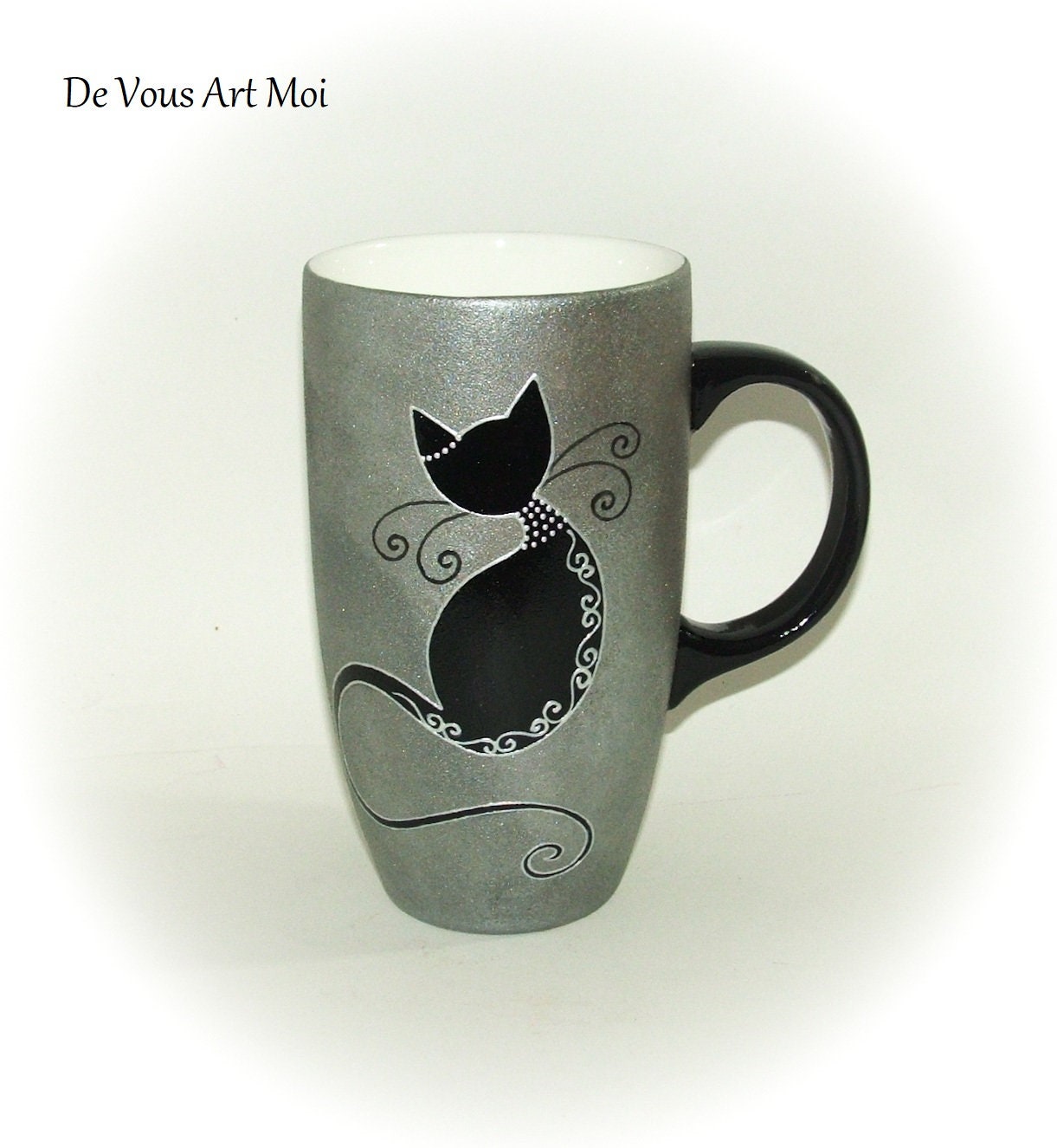 Mug Tasse Porcelaine Femme, Cadeau Thème Chat, Mug Original Grande Contenance, Fait Main Artisanal