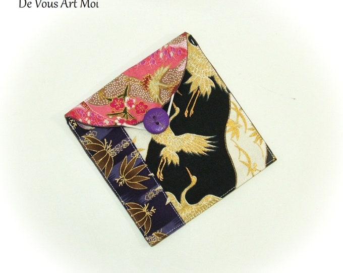 Petite pochette tissu japonais trousse femme original fait main artisanal