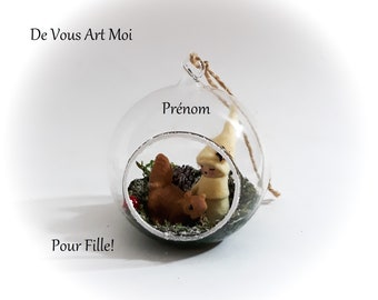Boule de noël personnalisée fille verre fait main boule premier noël naissance ouverte lutine fée artisanale