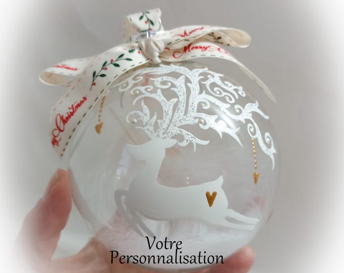 Boule de noël personnalisée fait main en verre peint main artisanale